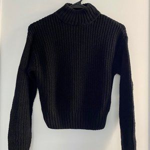 H&M Chunky Knit Mock Neck Sweater (Black)
